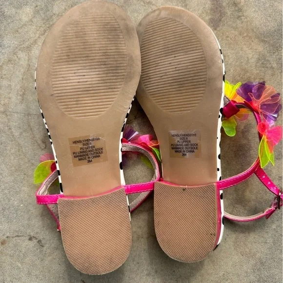 Betsey Johnson Hensly Fuchsia Multi Neon Flat Sandal Jelly Flowers​​ Size 6 EUC - Picture 6 of 7